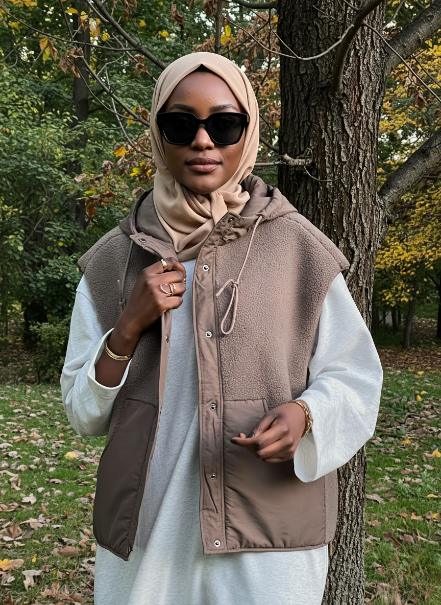 Veste Sans Manches à Capuche