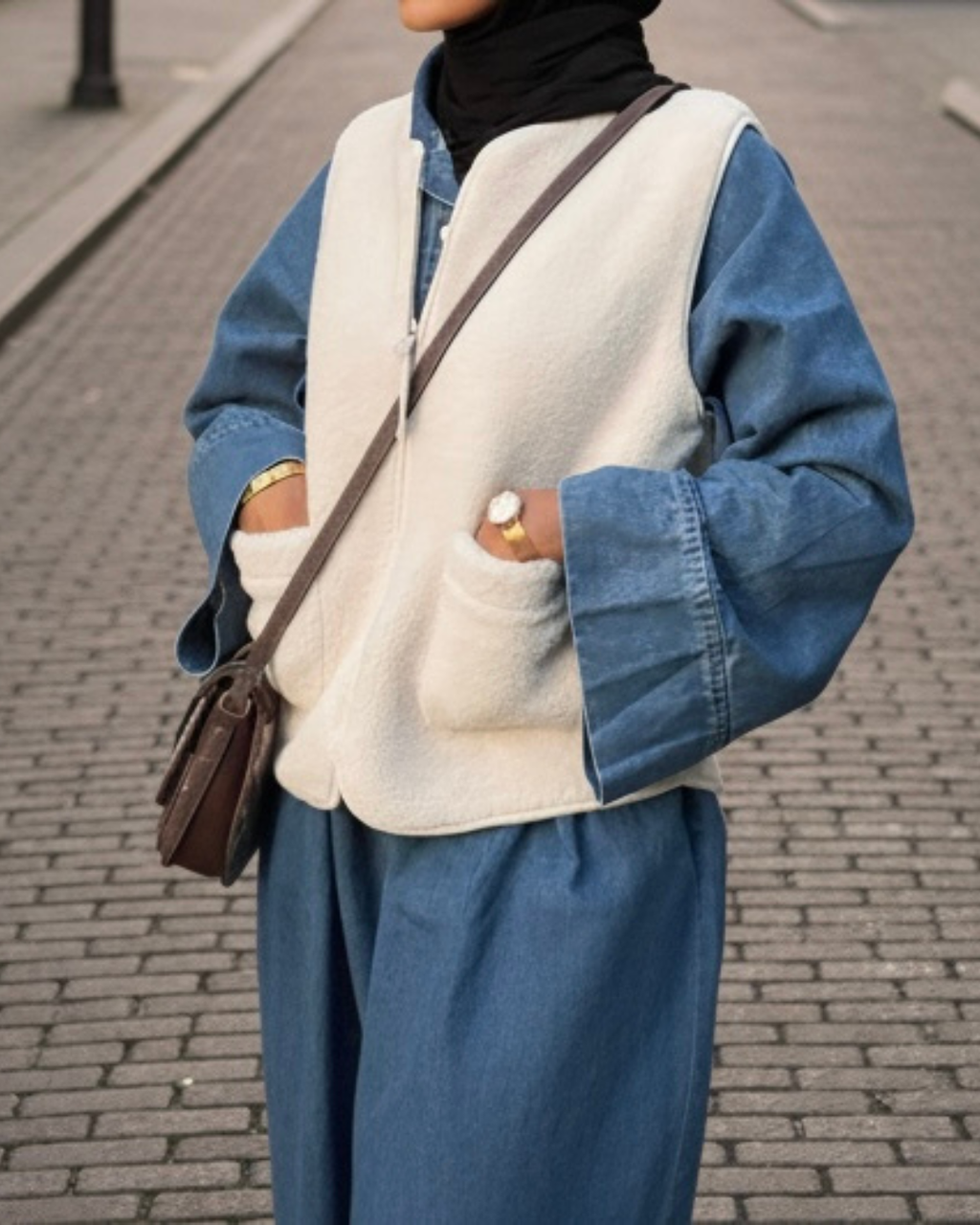 Veste Sans Manches & Robe Jean Oversize