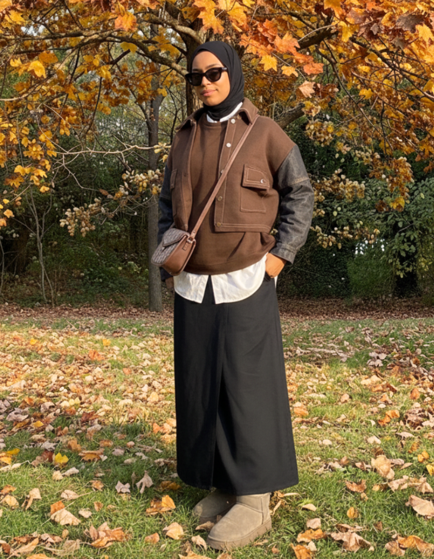 Veste Manches Jean & Sweat & Jupe Portefeuille Jean