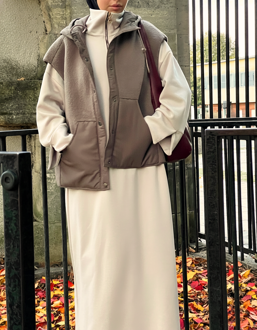 Veste Sans Manches à Capuche